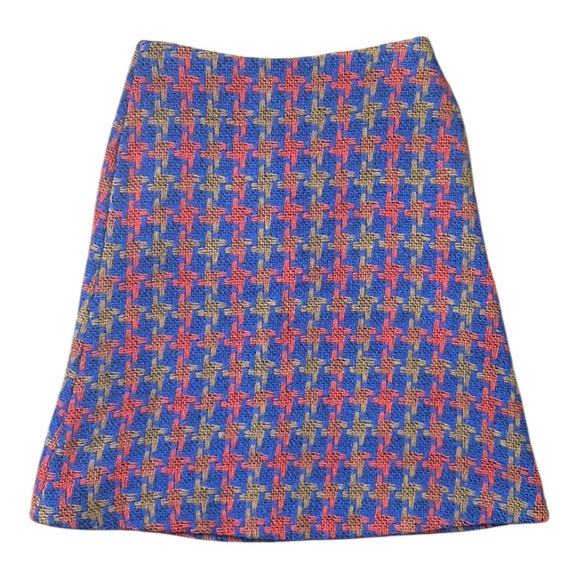 Boden Dresses & Skirts - Boden A-Line Skirt Womens Wool Tweed Boucle Houndstooth Blue Red US 2R
